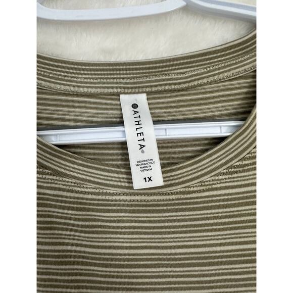NWT Athleta Cloudlight Stripe Muscle Tank Top 1X Olive - Picture 5 of 8